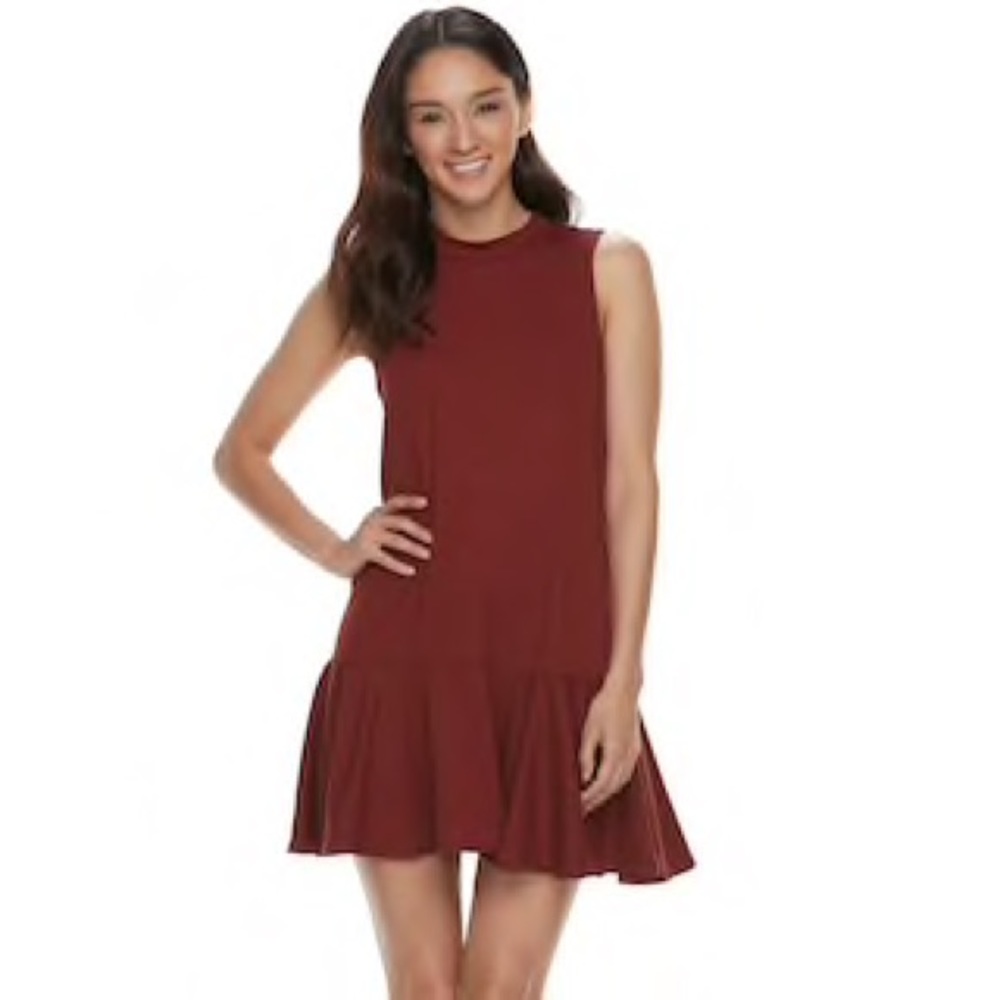 Love, Fire Ribbed Mockneck Sleeveless Dress